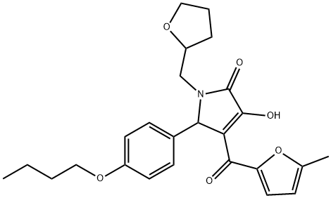 5-(4-butoxyphenyl)-3-hydroxy-4-(5-methyl-2-furoyl)-1-(tetrahydro-2-furanylmethyl)-1,5-dihydro-2H-pyrrol-2-one Structure