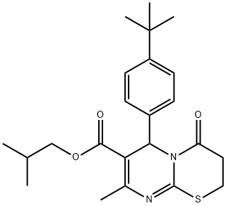 isobutyl 6-(4-tert-butylphenyl)-8-methyl-4-oxo-3,4-dihydro-2H,6H-pyrimido[2,1-b][1,3]thiazine-7-carboxylate Structure