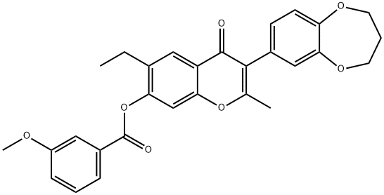 3-(3,4-dihydro-2H-1,5-benzodioxepin-7-yl)-6-ethyl-2-methyl-4-oxo-4H-chromen-7-yl 3-methoxybenzoate Structure