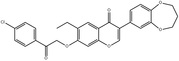 7-[2-(4-chlorophenyl)-2-oxoethoxy]-3-(3,4-dihydro-2H-1,5-benzodioxepin-7-yl)-6-ethyl-4H-chromen-4-one 구조식 이미지