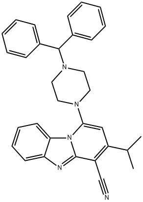 1-(4-benzhydrylpiperazin-1-yl)-3-isopropylpyrido[1,2-a]benzimidazole-4-carbonitrile 구조식 이미지