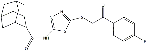 N-(5-{[2-(4-fluorophenyl)-2-oxoethyl]sulfanyl}-1,3,4-thiadiazol-2-yl)-2-adamantanecarboxamide 구조식 이미지