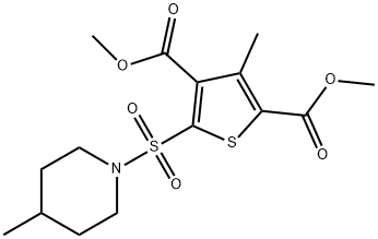 dimethyl 3-methyl-5-[(4-methylpiperidin-1-yl)sulfonyl]thiophene-2,4-dicarboxylate 구조식 이미지
