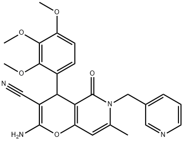 2-amino-7-methyl-5-oxo-6-(3-pyridinylmethyl)-4-(2,3,4-trimethoxyphenyl)-5,6-dihydro-4H-pyrano[3,2-c]pyridine-3-carbonitrile 구조식 이미지