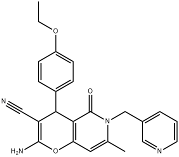 2-amino-4-(4-ethoxyphenyl)-7-methyl-5-oxo-6-(3-pyridinylmethyl)-5,6-dihydro-4H-pyrano[3,2-c]pyridine-3-carbonitrile 구조식 이미지