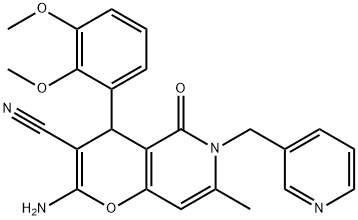 2-amino-4-(2,3-dimethoxyphenyl)-7-methyl-5-oxo-6-(3-pyridinylmethyl)-5,6-dihydro-4H-pyrano[3,2-c]pyridine-3-carbonitrile 구조식 이미지