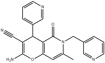 2-amino-7-methyl-5-oxo-4-(3-pyridinyl)-6-(3-pyridinylmethyl)-5,6-dihydro-4H-pyrano[3,2-c]pyridine-3-carbonitrile 구조식 이미지