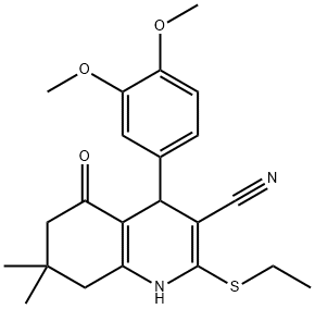 4-(3,4-dimethoxyphenyl)-2-(ethylsulfanyl)-7,7-dimethyl-5-oxo-1,4,5,6,7,8-hexahydro-3-quinolinecarbonitrile Structure