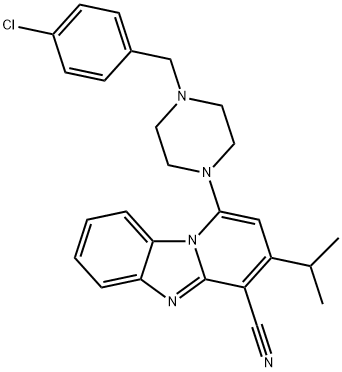 1-[4-(4-chlorobenzyl)-1-piperazinyl]-3-isopropylpyrido[1,2-a]benzimidazole-4-carbonitrile Structure
