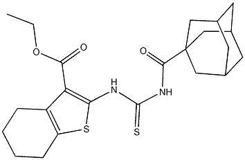 ethyl 2-({[(1-adamantylcarbonyl)amino]carbothioyl}amino)-4,5,6,7-tetrahydro-1-benzothiophene-3-carboxylate 구조식 이미지