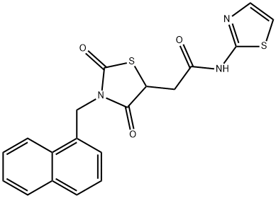 2-[3-(1-naphthylmethyl)-2,4-dioxo-1,3-thiazolidin-5-yl]-N-(1,3-thiazol-2-yl)acetamide 구조식 이미지