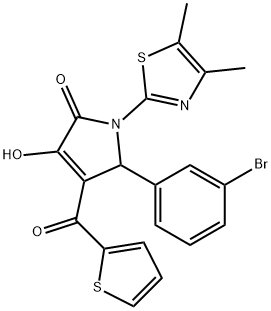 5-(3-bromophenyl)-1-(4,5-dimethyl-1,3-thiazol-2-yl)-3-hydroxy-4-(2-thienylcarbonyl)-1,5-dihydro-2H-pyrrol-2-one Structure