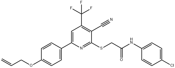2-{[6-[4-(allyloxy)phenyl]-3-cyano-4-(trifluoromethyl)pyridin-2-yl]sulfanyl}-N-(4-chlorophenyl)acetamide Structure