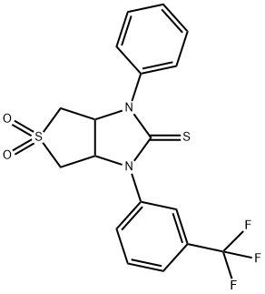 1-phenyl-3-[3-(trifluoromethyl)phenyl]tetrahydro-1H-thieno[3,4-d]imidazole-2(3H)-thione 5,5-dioxide 구조식 이미지