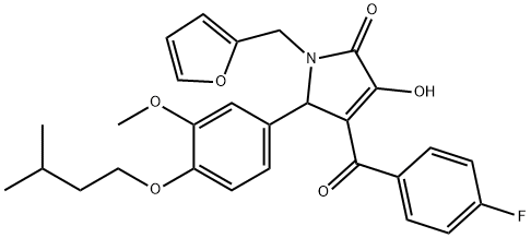 4-(4-fluorobenzoyl)-1-(2-furylmethyl)-3-hydroxy-5-[4-(isopentyloxy)-3-methoxyphenyl]-1,5-dihydro-2H-pyrrol-2-one Structure