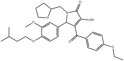 4-(4-ethoxybenzoyl)-3-hydroxy-5-[4-(isopentyloxy)-3-methoxyphenyl]-1-(tetrahydro-2-furanylmethyl)-1,5-dihydro-2H-pyrrol-2-one 구조식 이미지