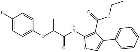 ethyl 2-{[2-(4-fluorophenoxy)propanoyl]amino}-4-phenyl-3-thiophenecarboxylate 구조식 이미지