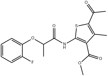methyl 5-acetyl-2-{[2-(2-fluorophenoxy)propanoyl]amino}-4-methyl-3-thiophenecarboxylate Structure