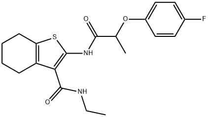 N-ethyl-2-{[2-(4-fluorophenoxy)propanoyl]amino}-4,5,6,7-tetrahydro-1-benzothiophene-3-carboxamide 구조식 이미지