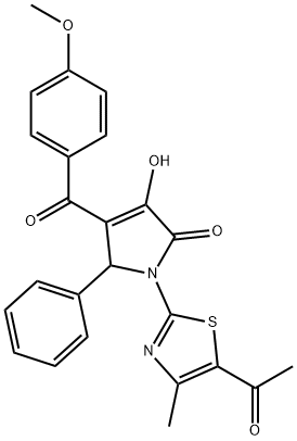 1-(5-acetyl-4-methyl-1,3-thiazol-2-yl)-3-hydroxy-4-(4-methoxybenzoyl)-5-phenyl-1,5-dihydro-2H-pyrrol-2-one 구조식 이미지