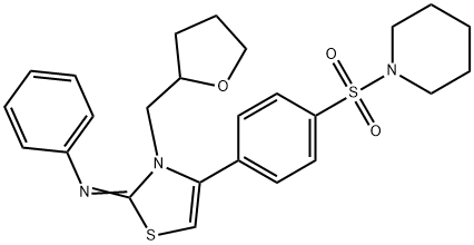 N-phenyl-N-(4-[4-(1-piperidinylsulfonyl)phenyl]-3-(tetrahydro-2-furanylmethyl)-1,3-thiazol-2(3H)-ylidene)amine Structure