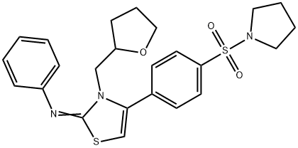 N-phenyl-N-(4-[4-(1-pyrrolidinylsulfonyl)phenyl]-3-(tetrahydro-2-furanylmethyl)-1,3-thiazol-2(3H)-ylidene)amine 구조식 이미지