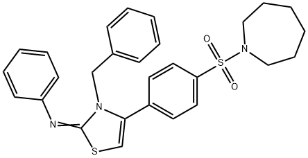 N-(4-[4-(1-azepanylsulfonyl)phenyl]-3-benzyl-1,3-thiazol-2(3H)-ylidene)-N-phenylamine Structure