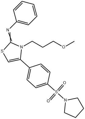 N-(3-(3-methoxypropyl)-4-[4-(1-pyrrolidinylsulfonyl)phenyl]-1,3-thiazol-2(3H)-ylidene)-N-phenylamine 구조식 이미지