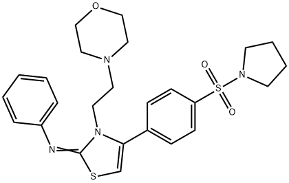 N-(3-[2-(4-morpholinyl)ethyl]-4-[4-(1-pyrrolidinylsulfonyl)phenyl]-1,3-thiazol-2(3H)-ylidene)-N-phenylamine 구조식 이미지