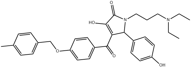 1-[3-(diethylamino)propyl]-3-hydroxy-5-(4-hydroxyphenyl)-4-{4-[(4-methylbenzyl)oxy]benzoyl}-1,5-dihydro-2H-pyrrol-2-one Structure