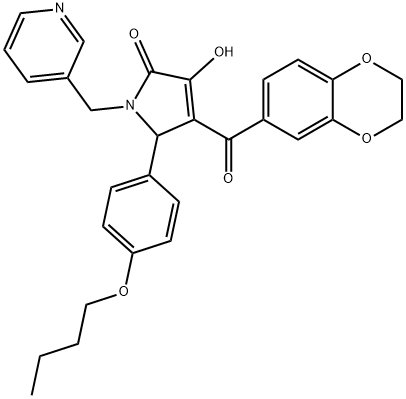 5-(4-butoxyphenyl)-4-(2,3-dihydro-1,4-benzodioxin-6-ylcarbonyl)-3-hydroxy-1-(3-pyridinylmethyl)-1,5-dihydro-2H-pyrrol-2-one Structure