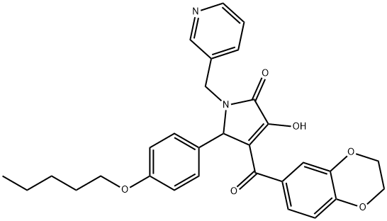 4-(2,3-dihydro-1,4-benzodioxin-6-ylcarbonyl)-3-hydroxy-5-[4-(pentyloxy)phenyl]-1-(3-pyridinylmethyl)-1,5-dihydro-2H-pyrrol-2-one Structure