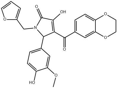 4-(2,3-dihydro-1,4-benzodioxin-6-ylcarbonyl)-1-(2-furylmethyl)-3-hydroxy-5-(4-hydroxy-3-methoxyphenyl)-1,5-dihydro-2H-pyrrol-2-one Structure