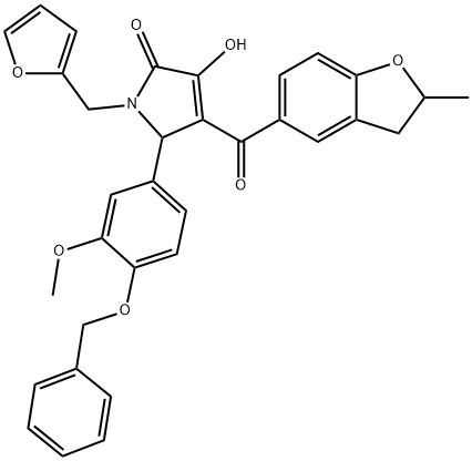 5-[4-(benzyloxy)-3-methoxyphenyl]-1-(2-furylmethyl)-3-hydroxy-4-[(2-methyl-2,3-dihydro-1-benzofuran-5-yl)carbonyl]-1,5-dihydro-2H-pyrrol-2-one 구조식 이미지