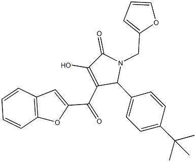 4-(1-benzofuran-2-ylcarbonyl)-5-(4-tert-butylphenyl)-1-(2-furylmethyl)-3-hydroxy-1,5-dihydro-2H-pyrrol-2-one 구조식 이미지