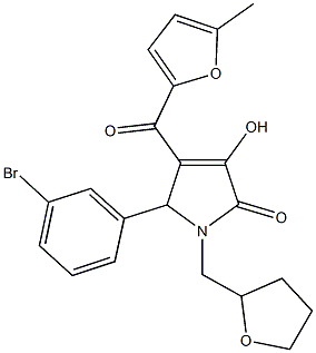 5-(3-bromophenyl)-3-hydroxy-4-(5-methyl-2-furoyl)-1-(tetrahydro-2-furanylmethyl)-1,5-dihydro-2H-pyrrol-2-one Structure