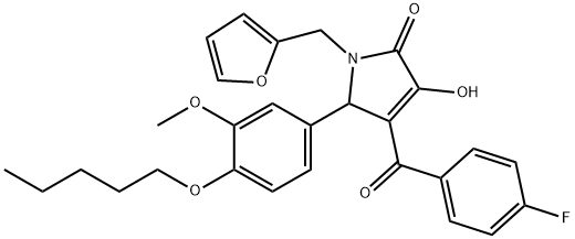 4-(4-fluorobenzoyl)-1-(2-furylmethyl)-3-hydroxy-5-[3-methoxy-4-(pentyloxy)phenyl]-1,5-dihydro-2H-pyrrol-2-one 구조식 이미지