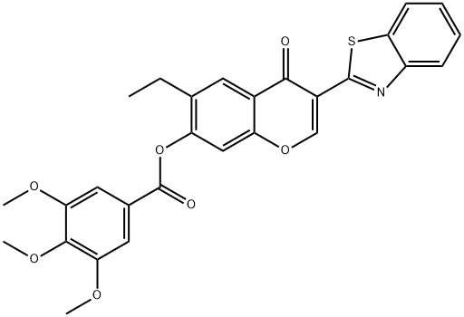 3-(1,3-benzothiazol-2-yl)-6-ethyl-4-oxo-4H-chromen-7-yl 3,4,5-trimethoxybenzoate 구조식 이미지