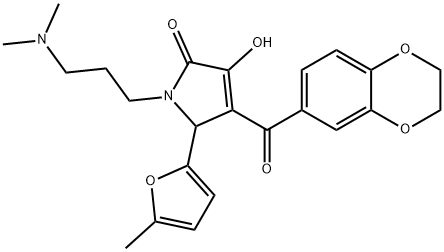 4-(2,3-dihydro-1,4-benzodioxin-6-ylcarbonyl)-1-[3-(dimethylamino)propyl]-3-hydroxy-5-(5-methyl-2-furyl)-1,5-dihydro-2H-pyrrol-2-one Structure