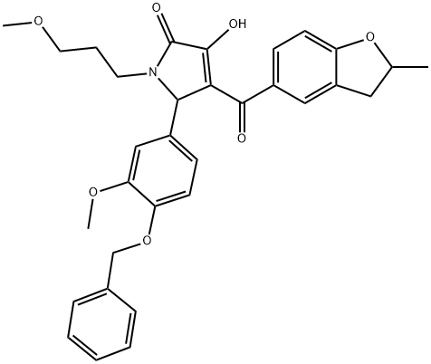 5-[4-(benzyloxy)-3-methoxyphenyl]-3-hydroxy-1-(3-methoxypropyl)-4-[(2-methyl-2,3-dihydro-1-benzofuran-5-yl)carbonyl]-1,5-dihydro-2H-pyrrol-2-one Structure