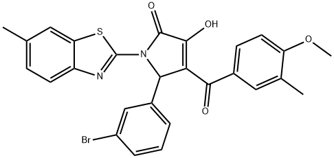 5-(3-bromophenyl)-3-hydroxy-4-(4-methoxy-3-methylbenzoyl)-1-(6-methyl-1,3-benzothiazol-2-yl)-1,5-dihydro-2H-pyrrol-2-one 구조식 이미지