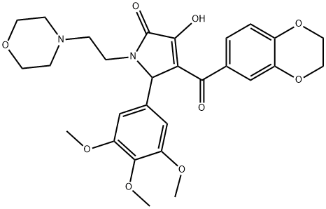 4-(2,3-dihydro-1,4-benzodioxin-6-ylcarbonyl)-3-hydroxy-1-[2-(4-morpholinyl)ethyl]-5-(3,4,5-trimethoxyphenyl)-1,5-dihydro-2H-pyrrol-2-one 구조식 이미지