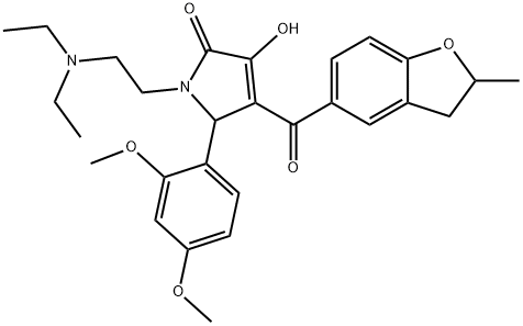 1-[2-(diethylamino)ethyl]-5-(2,4-dimethoxyphenyl)-3-hydroxy-4-[(2-methyl-2,3-dihydro-1-benzofuran-5-yl)carbonyl]-1,5-dihydro-2H-pyrrol-2-one 구조식 이미지