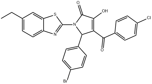 5-(4-bromophenyl)-4-(4-chlorobenzoyl)-1-(6-ethyl-1,3-benzothiazol-2-yl)-3-hydroxy-1,5-dihydro-2H-pyrrol-2-one 구조식 이미지