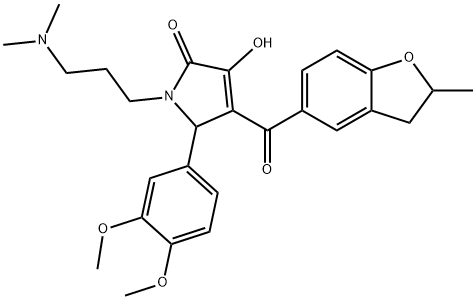 5-(3,4-dimethoxyphenyl)-1-[3-(dimethylamino)propyl]-3-hydroxy-4-[(2-methyl-2,3-dihydro-1-benzofuran-5-yl)carbonyl]-1,5-dihydro-2H-pyrrol-2-one 구조식 이미지