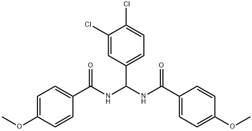 N-{(3,4-dichlorophenyl)[(4-methoxybenzoyl)amino]methyl}-4-methoxybenzamide 구조식 이미지