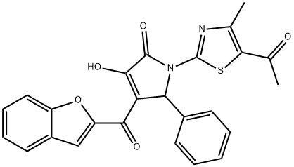 1-(5-acetyl-4-methyl-1,3-thiazol-2-yl)-4-(1-benzofuran-2-ylcarbonyl)-3-hydroxy-5-phenyl-1,5-dihydro-2H-pyrrol-2-one 구조식 이미지