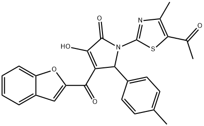 1-(5-acetyl-4-methyl-1,3-thiazol-2-yl)-4-(1-benzofuran-2-ylcarbonyl)-3-hydroxy-5-(4-methylphenyl)-1,5-dihydro-2H-pyrrol-2-one 구조식 이미지