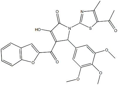 1-(5-acetyl-4-methyl-1,3-thiazol-2-yl)-4-(1-benzofuran-2-ylcarbonyl)-3-hydroxy-5-(3,4,5-trimethoxyphenyl)-1,5-dihydro-2H-pyrrol-2-one 구조식 이미지