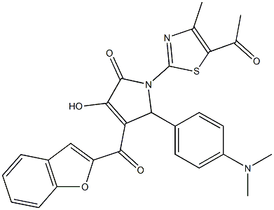 1-(5-acetyl-4-methyl-1,3-thiazol-2-yl)-4-(1-benzofuran-2-ylcarbonyl)-5-[4-(dimethylamino)phenyl]-3-hydroxy-1,5-dihydro-2H-pyrrol-2-one 구조식 이미지